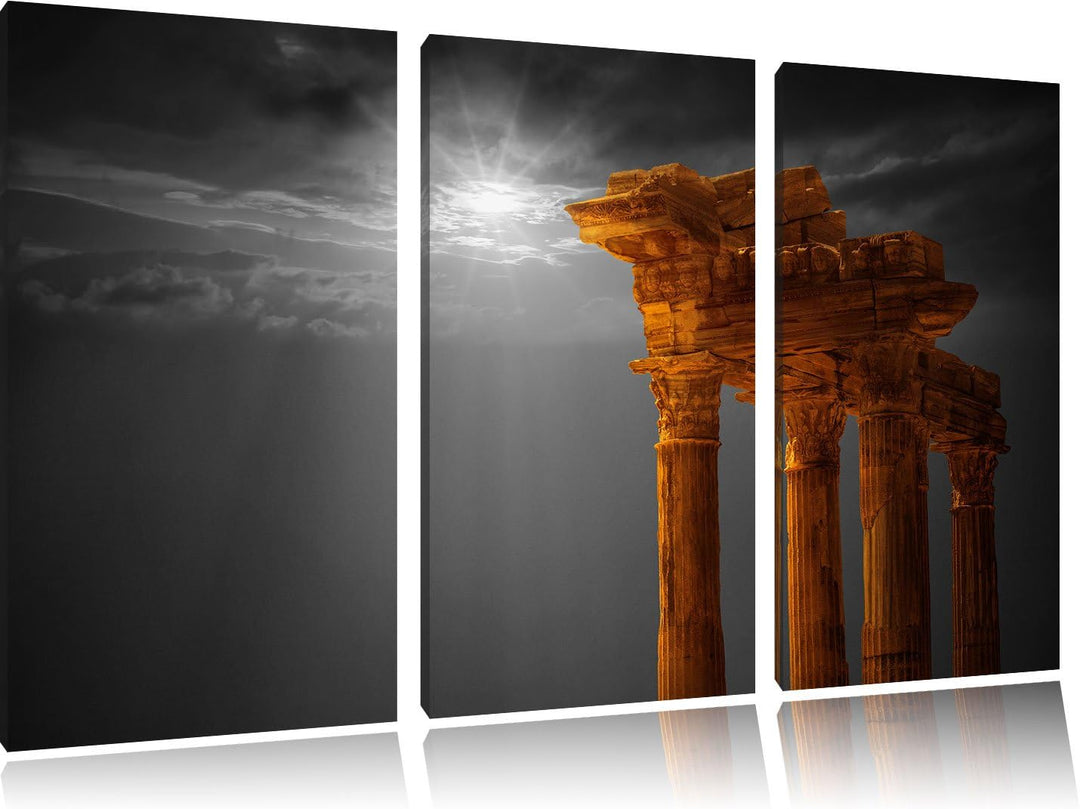 Pixxprint Antiker Apollontempel als Leinwandbild/Grösse: 3 Teilig (120x80 cm) cm/Wandbild/Kunstdruck