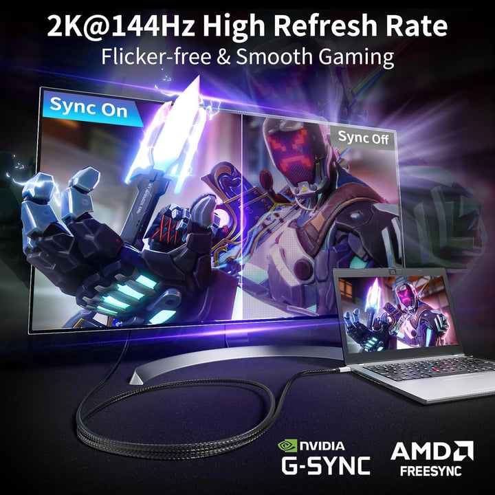 BolAAzuL USB C auf Displayport Kabel 1m, 8K@60Hz 4K@144Hz Thunderbolt 3 USB 3.1 Typ C zu DP 1.4 Vide