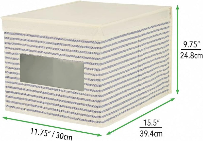 mDesign 6er-Set Stoffbox – praktische Aufbewahrungsbox mit Deckel und Sichtfenster für Schlaf-, Wohn