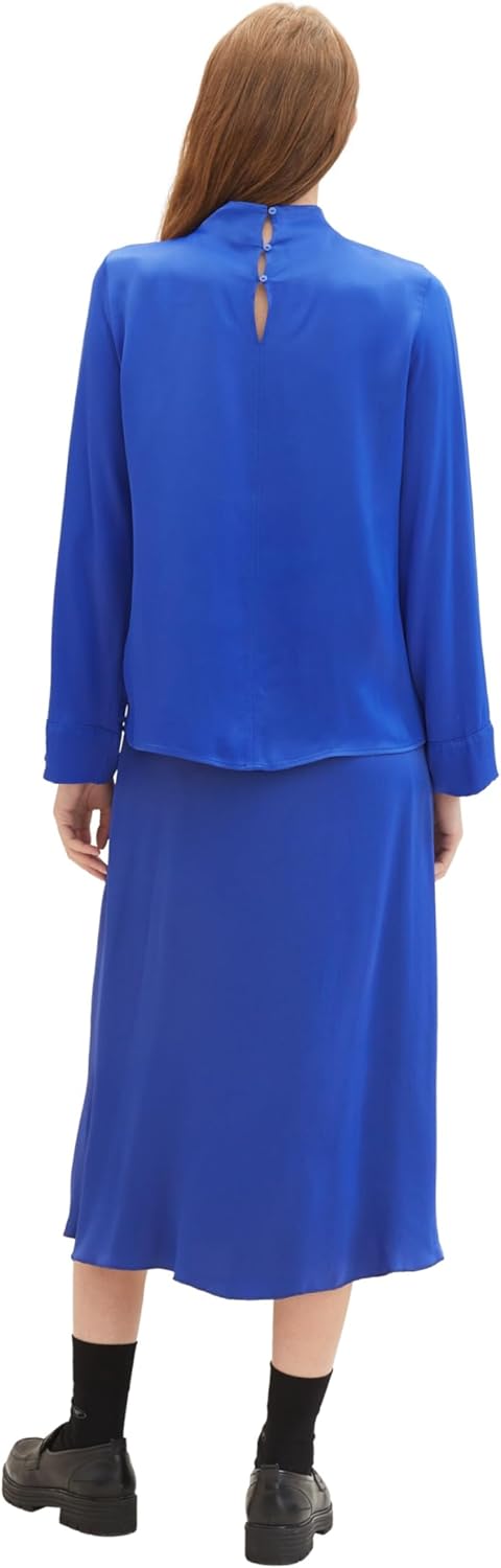 TOM TAILOR Damen Satin Midi Rock 38 25386 - Crest Blue, 38 25386 - Crest Blue