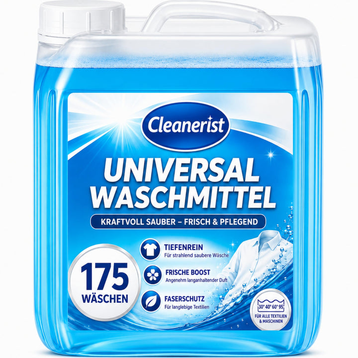Cleanerist | 5L Universal Flüssigwaschmittel Vollwaschmittel – XXL Grosspackung – für Weiss- Bunt- S