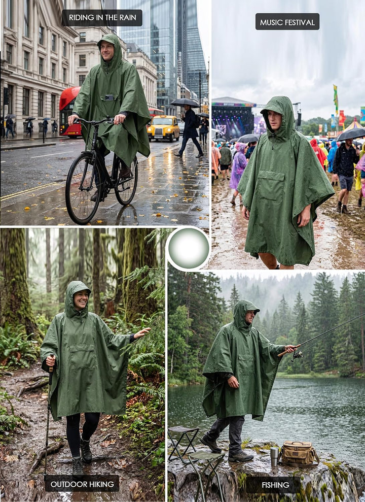 TOMSHOO Unisex Poncho Armee grün, Armee gr&amp;