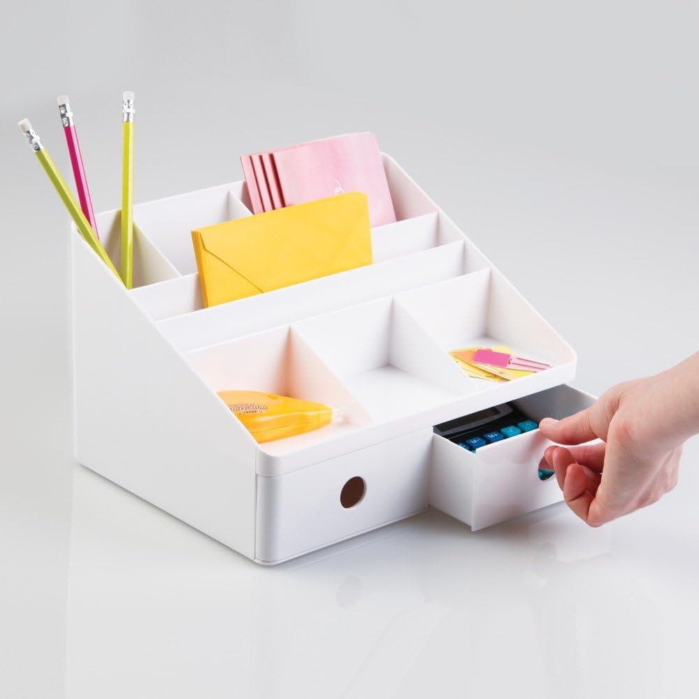 iDesign 42011EU Linus Schreibtisch Organizer mit Schubladen, weiss, Organizer mit Schubladen