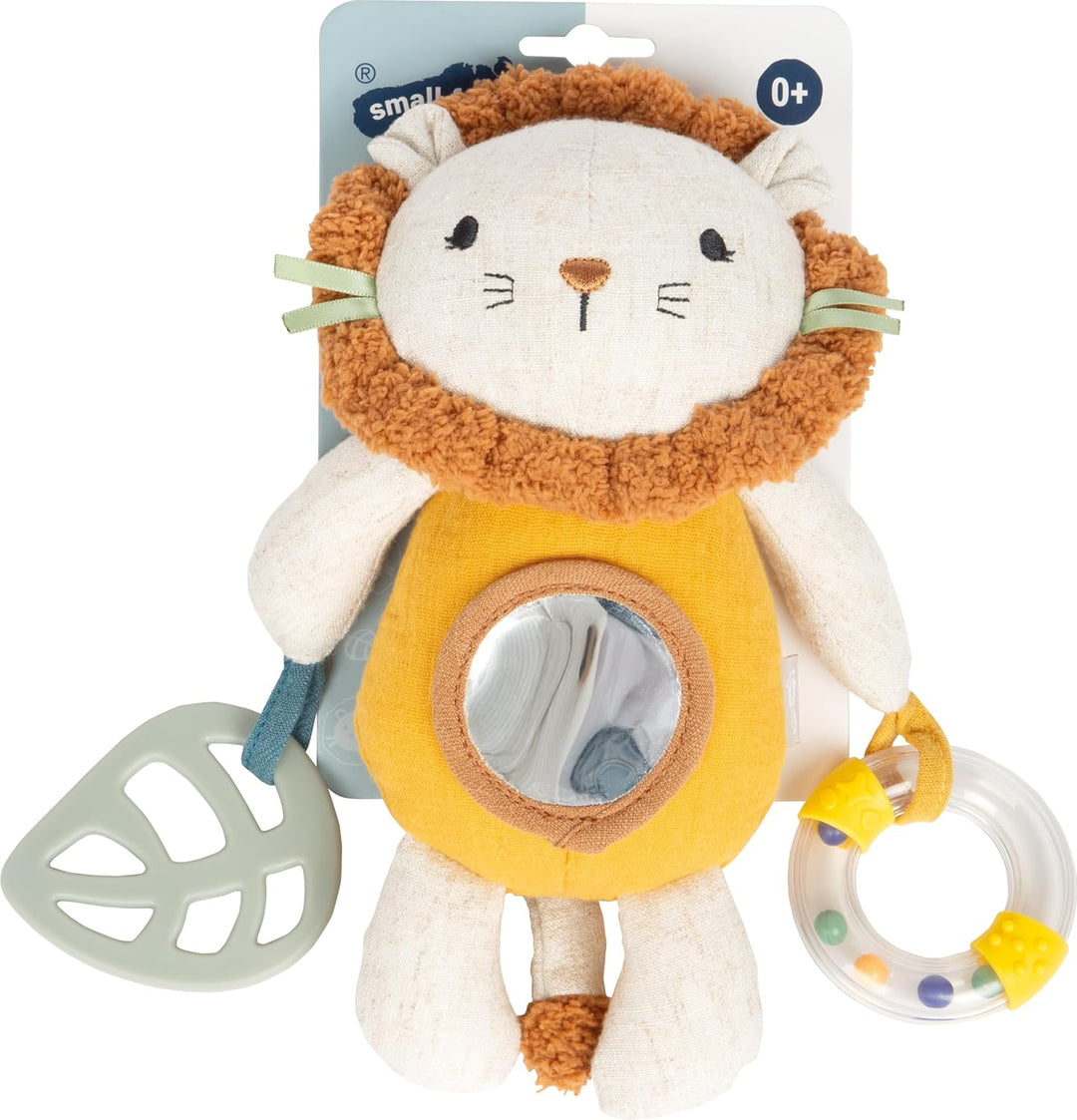 small Foot Babyspielzeug Hängefigur aus Stoff „Little Lion“, multifunktionales Stofftier, mit Beissr