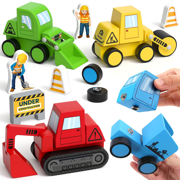 Coogam Take Apart Construction Truck Spielzeug für Kleinkinder, Snap Together Engineering Car Buildi