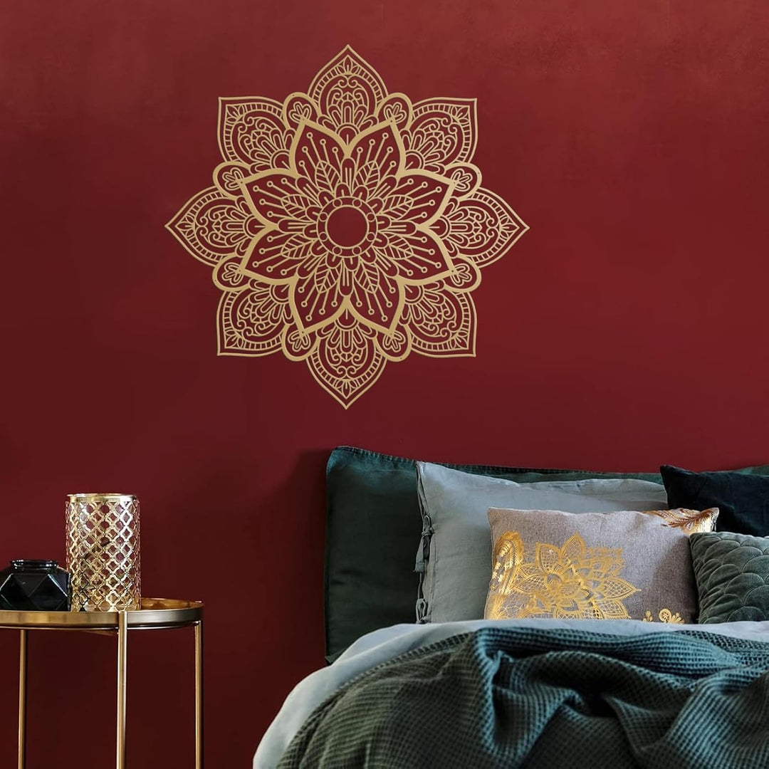 Resama Grosse runde Mandala-Wanddekoration aus Metall, einzigartige Lotusblume, Wandkunst für Wohnzi