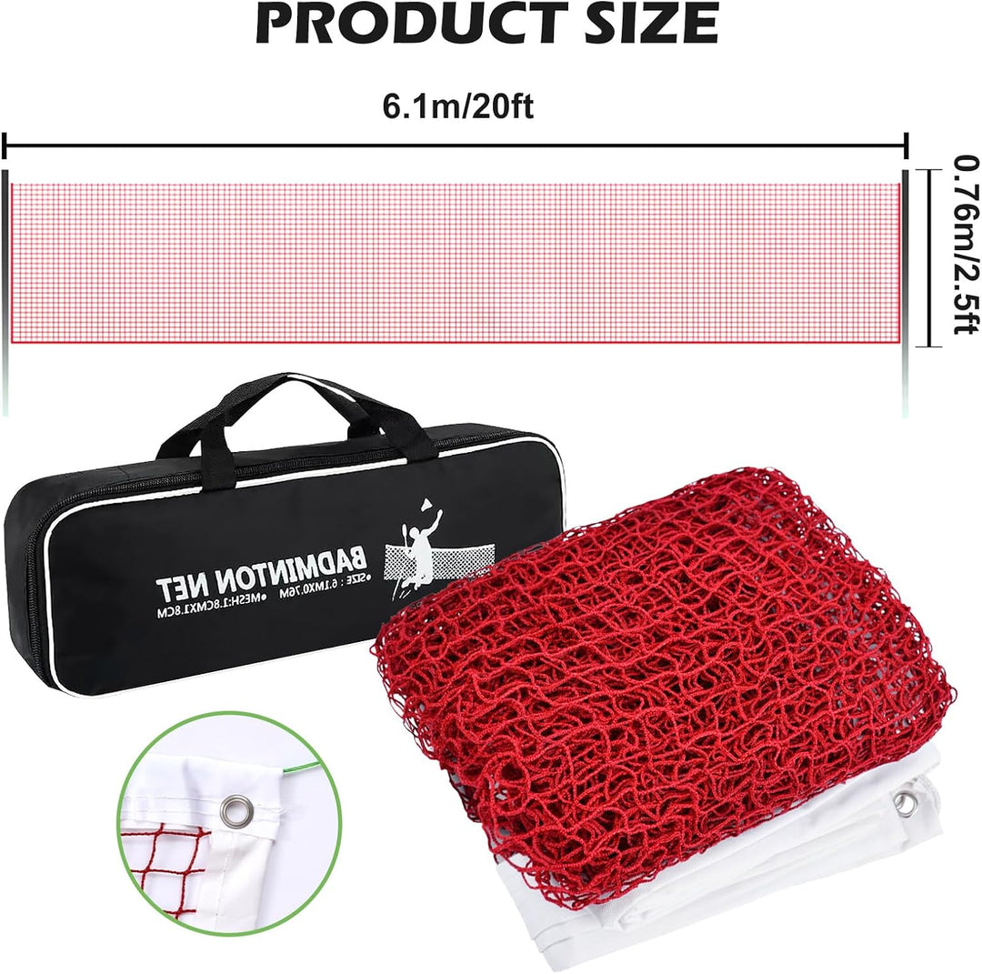 Badminton Netz, 0.76 x 6.1M Professionelles Tennisnetz mit Drahtseil, Tragbares Netz aus Polypropyle