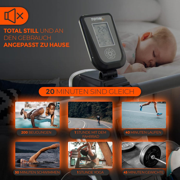 Rudergerät | Hohe Qualität | Mit Transportrollen | Mit led-anzeige | Perfekt für das Training zu Hau