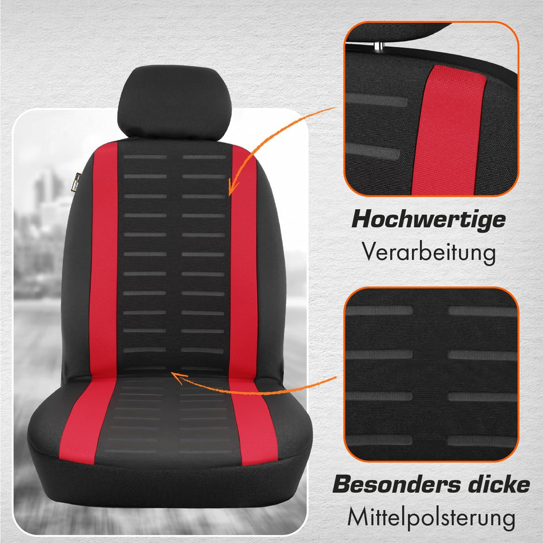 Upgrade4cars Autositzbezüge Set Universal | Auto-Schonbezüge für die Vordersitze & Rückbank in Rot K