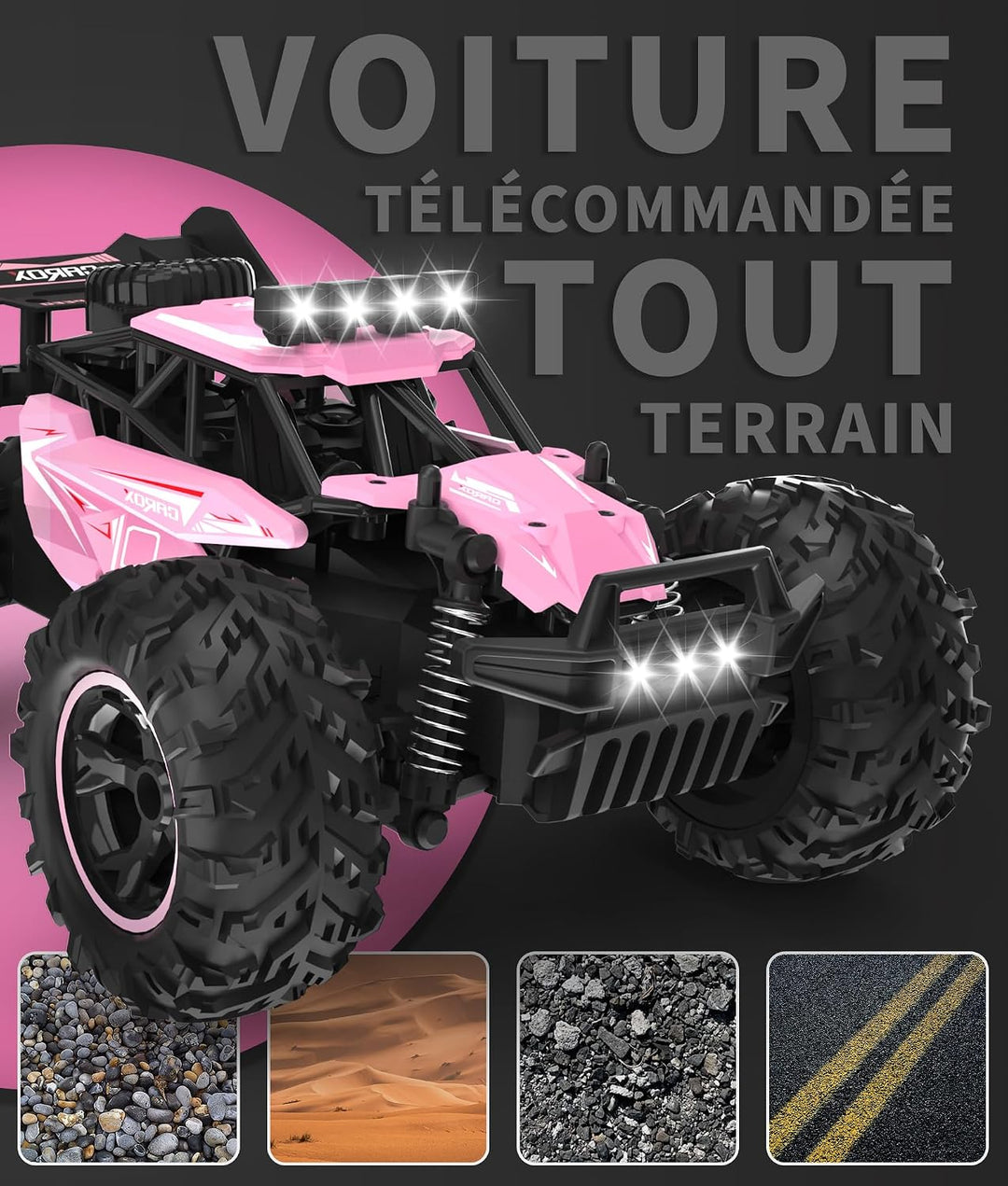 Carox Ferngesteuertes Auto,2.4 GHz 25 km/h RC Auto,1:18 Off Road Monstertruck mit Scheinwerfer und F