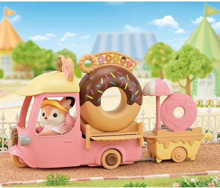 Sylvanian Families - 5808 Donutwagen mit Figur, Spielset mit Tierfigur, samtige Tierfiguren, Spielze