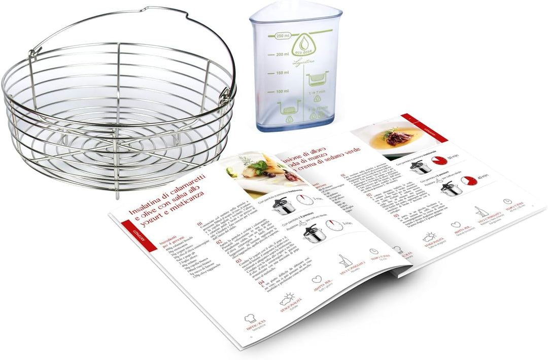 Lagostina Schnellkochtopf La Classica Lagofusion, Ø 24 cm, Fassungsvermögen 9 l, mit Korb, Rezeptbuc
