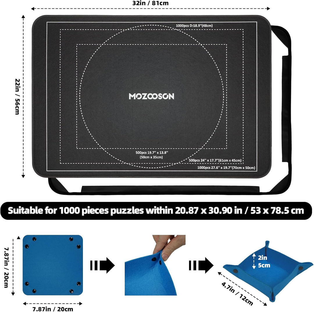 Puzzlematte mit Abdeckung, Puzzlebrett für 1000 500 Teile, 32*22 inches, Rutschfeste Puzzle Board Sa