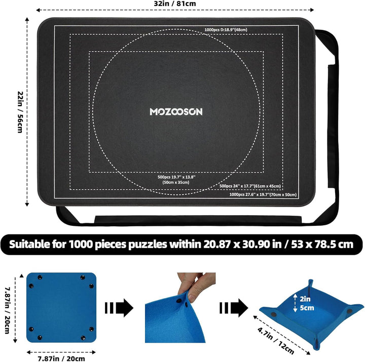 Puzzlematte mit Abdeckung, Puzzlebrett für 1000 500 Teile, 32*22 inches, Rutschfeste Puzzle Board Sa