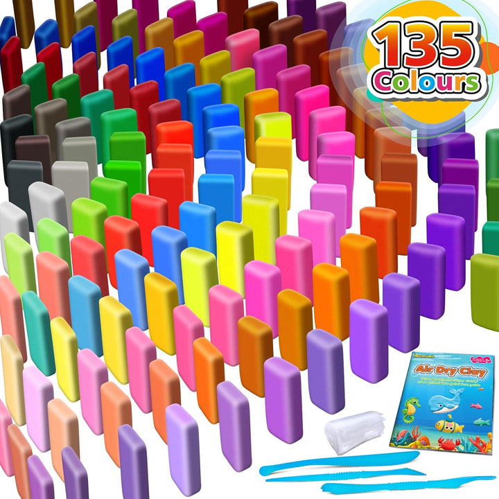 135 Farben Modelliermasse Lufttrocknend, Lufttrockener Knete für Kinder, Modelliermassen, Geschenk f