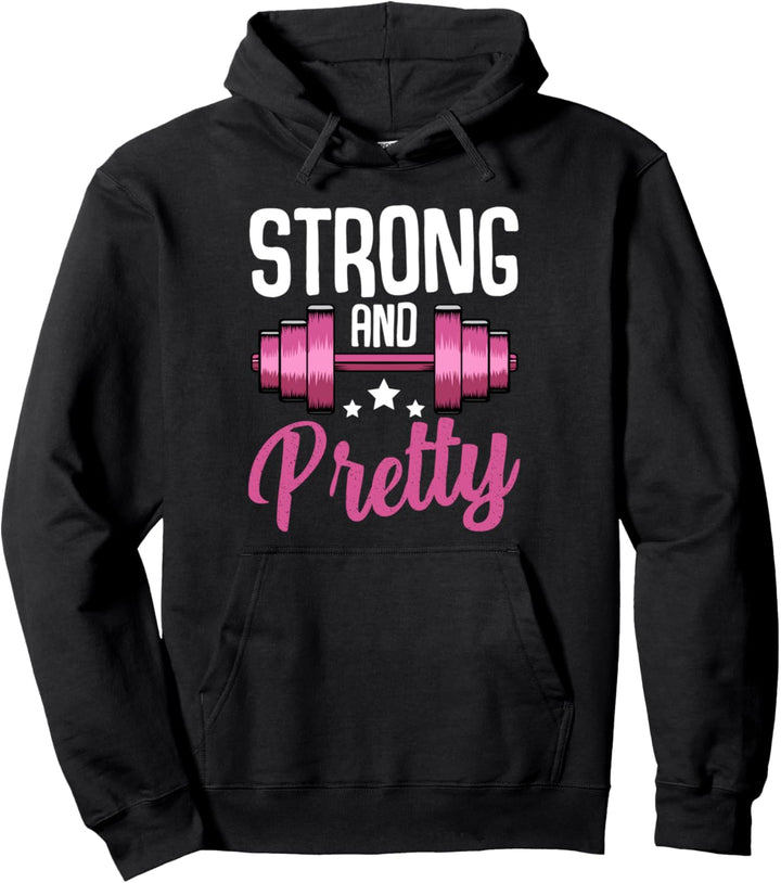 Strong And Pretty Lustiger Fitness-Spruch Sport Motivation Pullover Hoodie