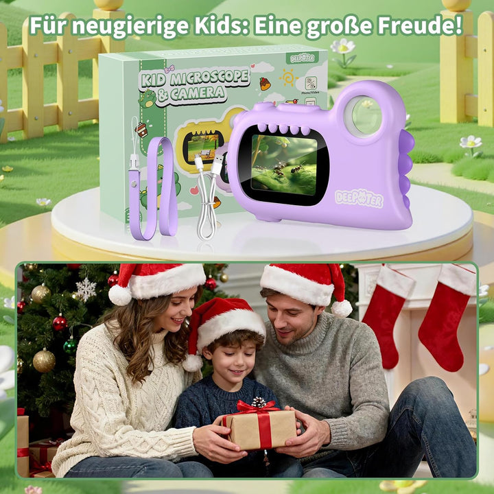 2 in 1 Mikroskop für Kinder, Deepoter 1000X Mikroskop Digital mit 2.0" IPS, Handy USB Mikroskop mit