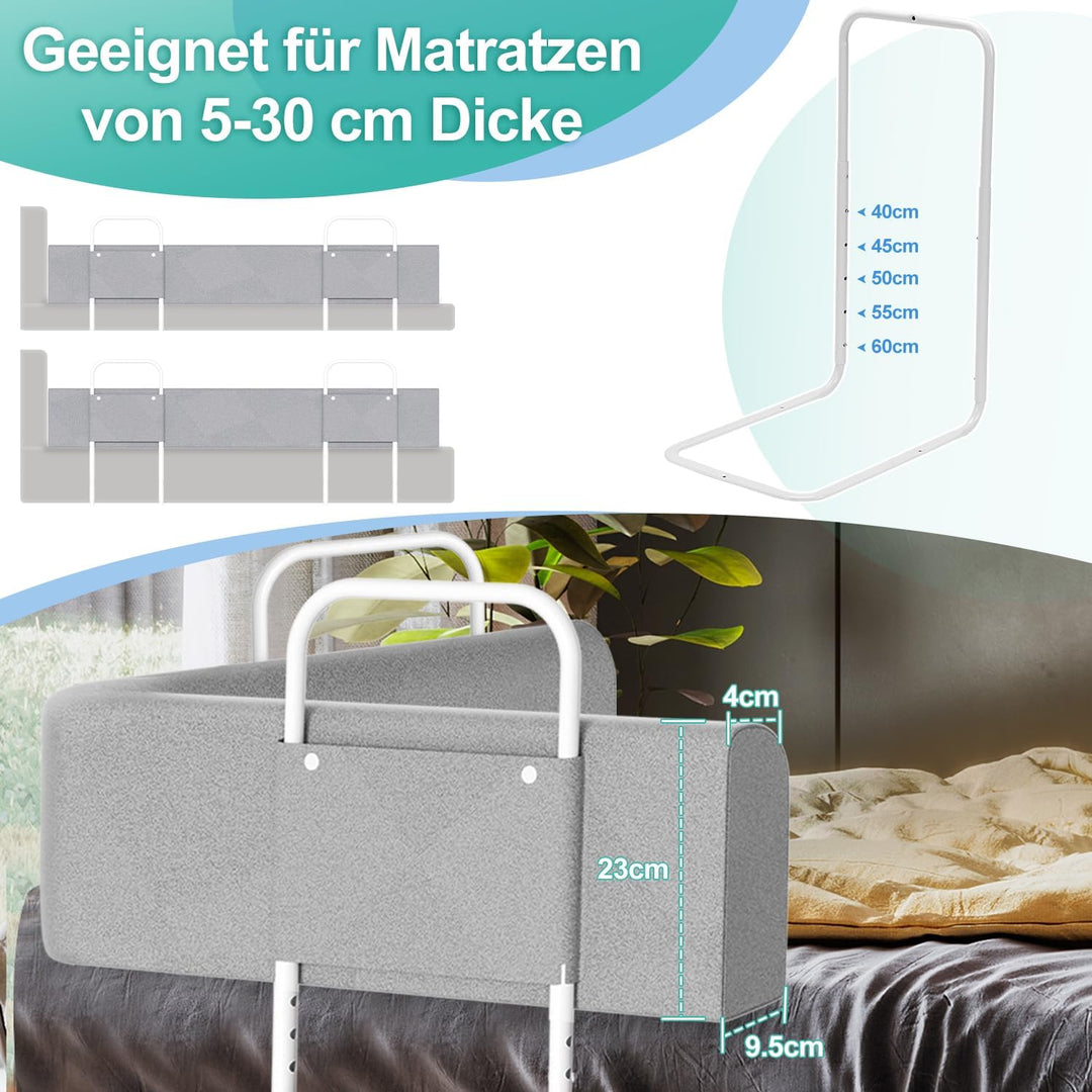 Bettgitter für Kinder 150cm, Bettschutzgitter 5-Loch Höhenverstellbar, Rausfallschutz Bett, Kinderbe