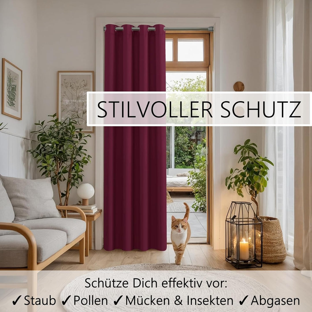 tinycurtains, Türvorhang mit Teleskopstange, einfache Montage in nur 1 Minute ohne Bohren, für alle
