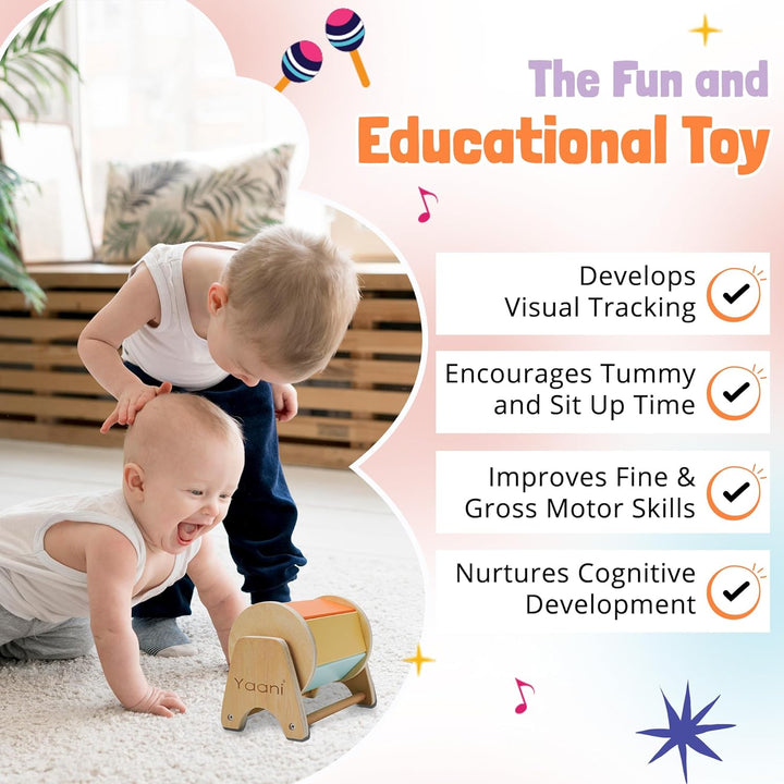 YAANI Montessori Spinning Drum Montessori Spielzeug für Säugling 6-12 Monate 1 Jahr alte Babys Klein