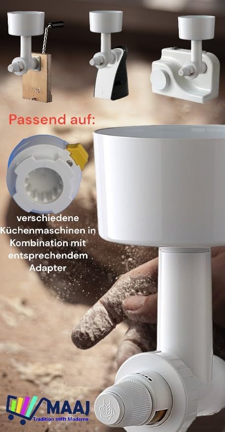 MESSERSCHMIDT GETREIDEMAHL VORSATZ GETREIDEMÜHLE MANUELL GRAIN MILL ATTACHMENT - MADE IN GERMANY