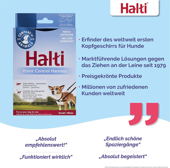 HALTI Front Control Anti-Zug Geschirr, Grösse Klein - Verhindert, dass Ihr Hund an der Leine zieht,
