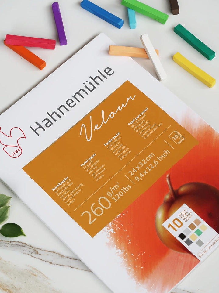 Pastellpapier Velour Block 10Farben 260g/m², 30x40cm, 10Blatt