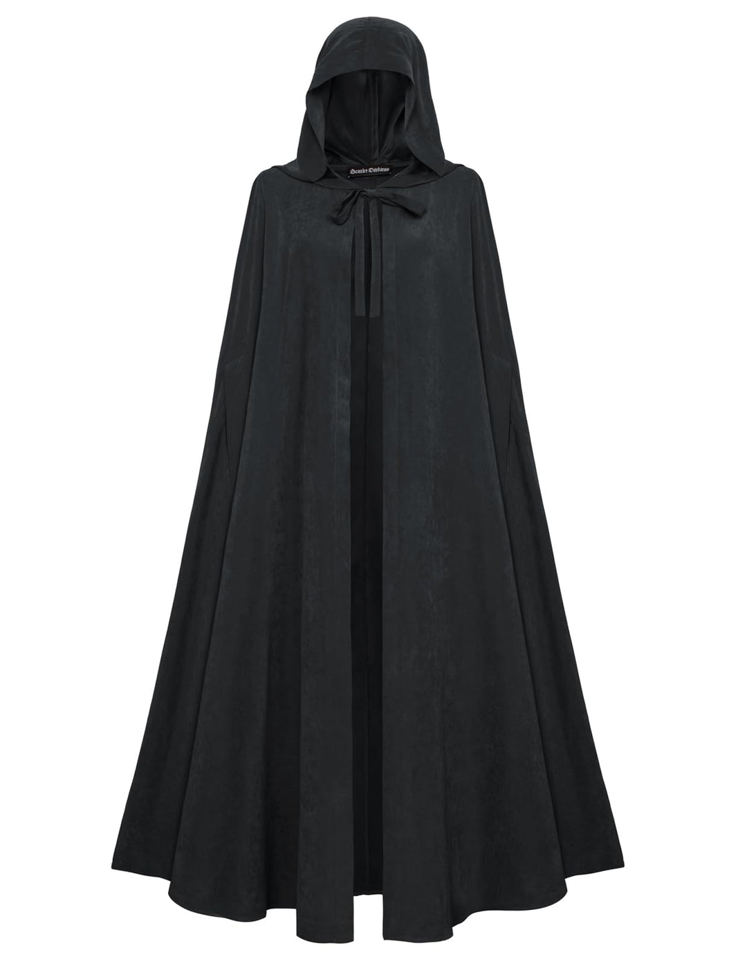 SCARLET DARKNESS Damen Mittelalter Umhang mit Kapuze Unisex Maxi Umhang Hexe Cosplay Cape Schwarz, S