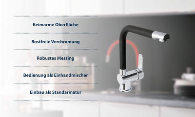 AquaSu 78896 0 Spültischarmatur, Chrom/Schwarz | Sanmix Style, Chrom / Schwarz | Sanmix Style