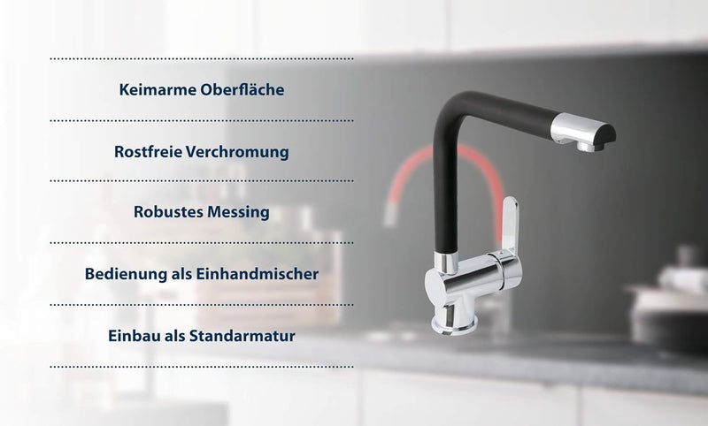 AquaSu 78896 0 Spültischarmatur, Chrom/Schwarz | Sanmix Style, Chrom / Schwarz | Sanmix Style