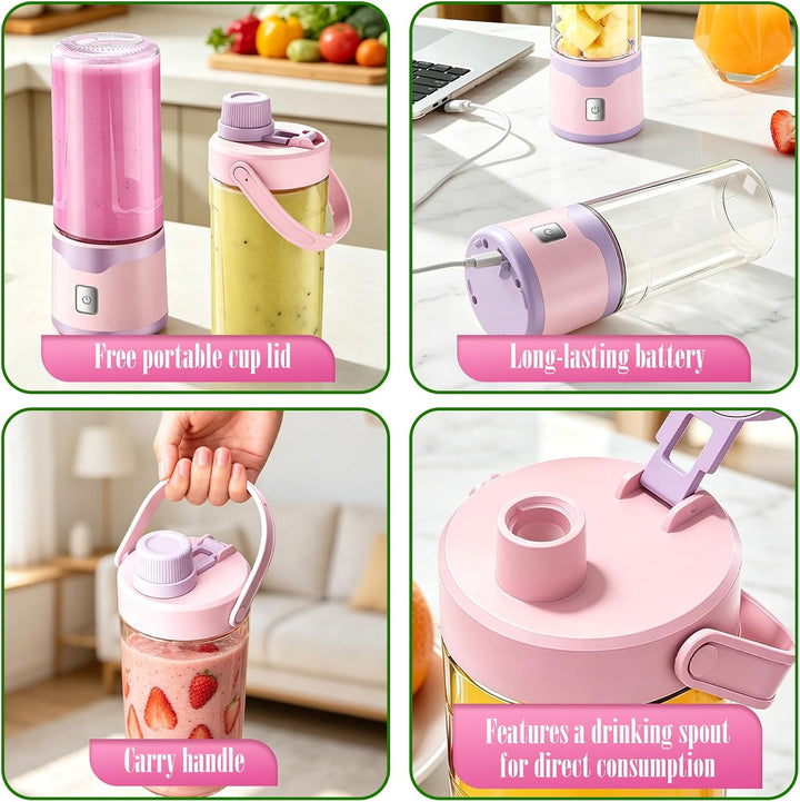 Mixer to Go, Tragbarer Schneller Mixer Smoothie Maker, 18-Blatt Edelstahlklingen, 450ml USB-C Wieder