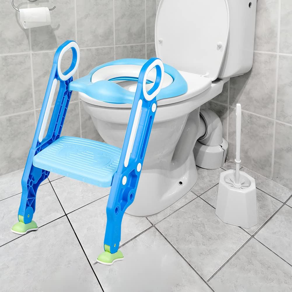 Toilettensitz für Kinder,Toilettensitz Toilettentrainer mit Treppe,Höhenverstellbar Faltbarer Toilet
