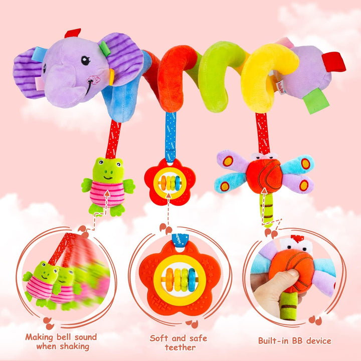 Kinderwagen Spielzeug, Baby Activity Spirale Spielzeug mit Rassel, Hängendes Spiral Plüsch Spielzeug