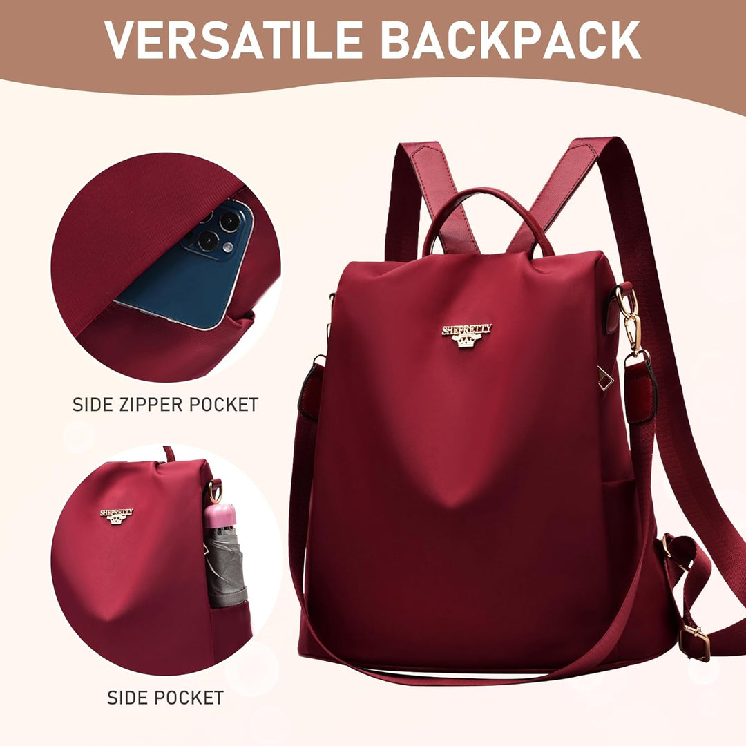 shepretty Wasserdichter Diebstahl-Rucksack für Damen 3-8864rot, 3-8864rot