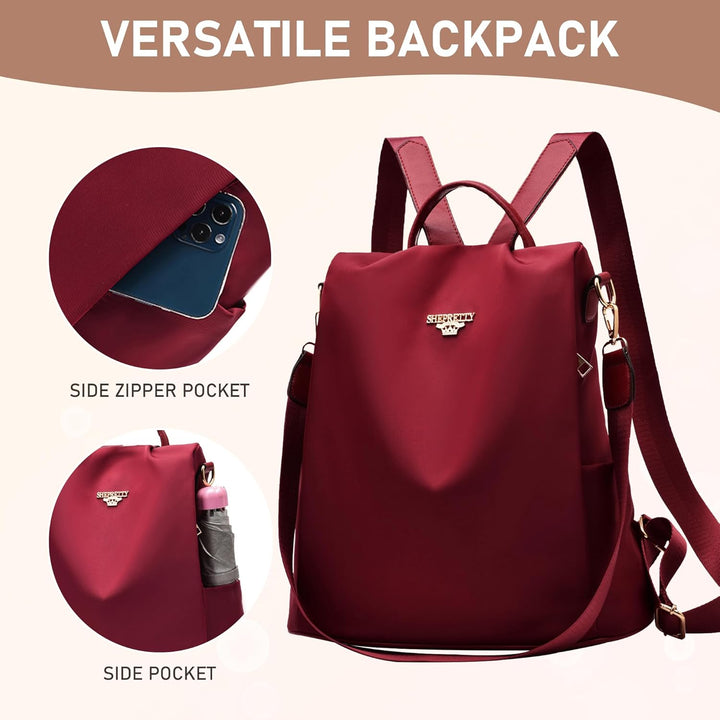 shepretty Wasserdichter Diebstahl-Rucksack für Damen 3-8864rot, 3-8864rot