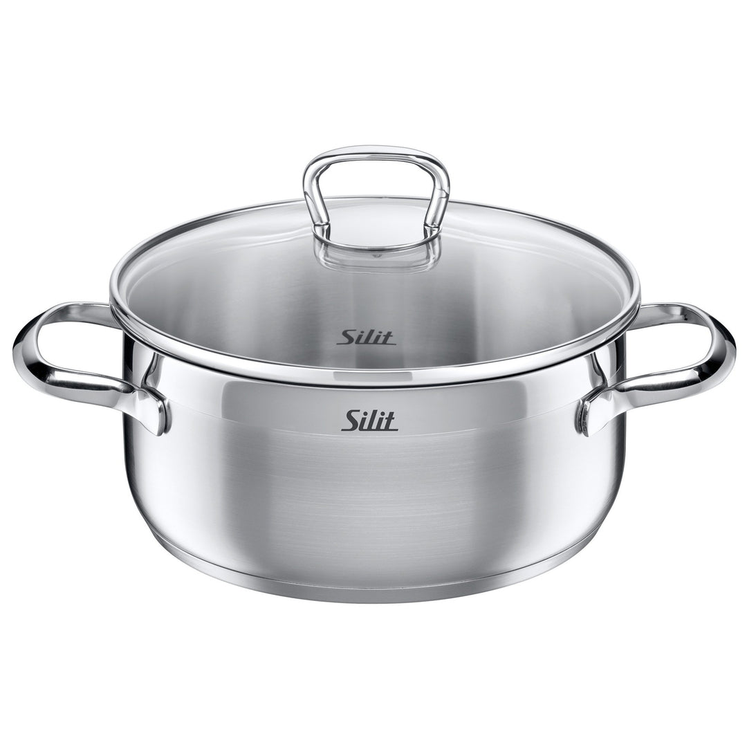 Silit Toskana Kochtopf klein 20cm, Glasdeckel, Bratentopf Induktion 2,5l, Edelstahl poliert, unbesch