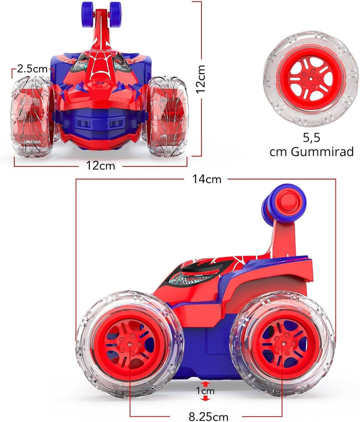 Ferngesteuertes Auto Kinder Spielzeug ab 3 4 5 6 7 8 9 Jahre Junge Mädchen, 2.4Ghz Stunt Spider Auto