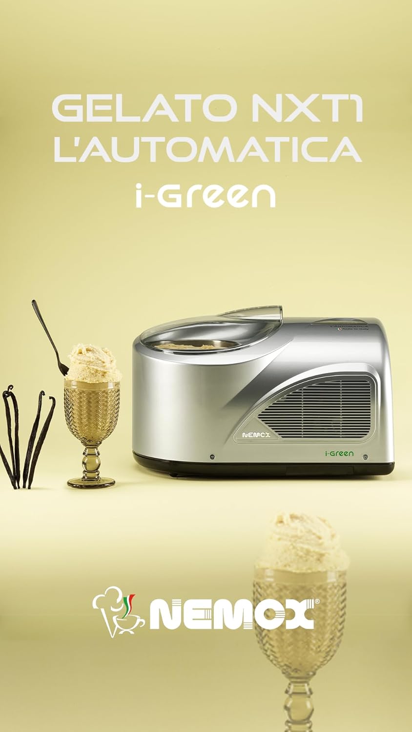 Nemox Gelato NXT1 L'AUTOMATICA i-Green Haushalts-Eismaschine Vollautomatisch (Silber)