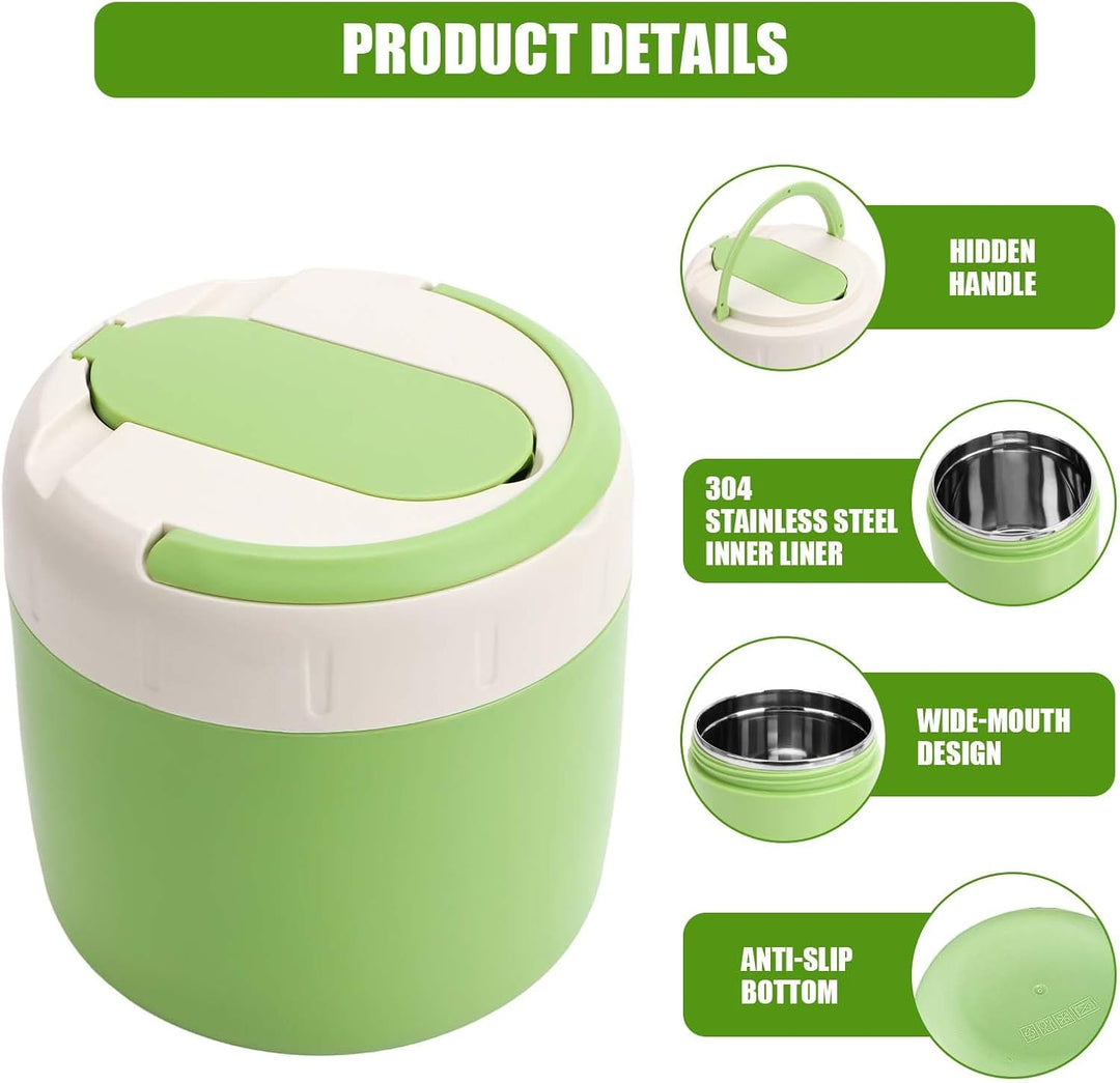 Thermobehälter für Essen 1.3L, Edelstahl, Thermo Lunchbox mit faltbarem Besteck, Suppenbehälter to g