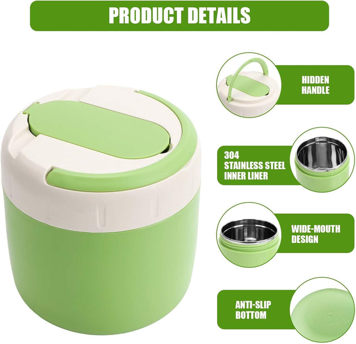 Thermobehälter für Essen 1.3L, Edelstahl, Thermo Lunchbox mit faltbarem Besteck, Suppenbehälter to g