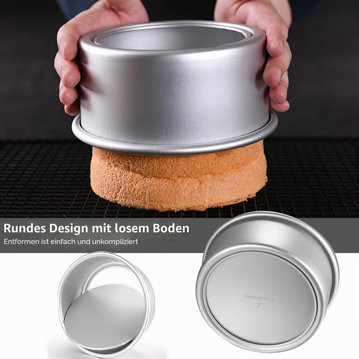 Gesentur Kuchenform Rund Backformen Set aus Eloxiertem Aluminium Antihaftbeschichtung, mit Boden Abn