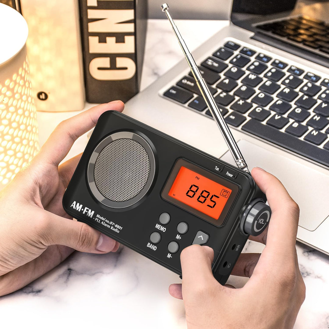 Tendak Radio Batteriebetrieben FM UKW AM, Radio Klein mit Grosses Display/Timing-Funktion/Wecker, Tr