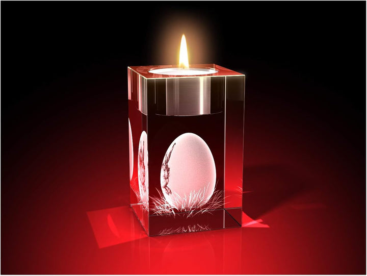 GLASFOTO.COM, Albrecht Dürer Hase Teelicht, 50 x 80 x 50 mm, Kristallglas 3D Innengravur in Premiumq