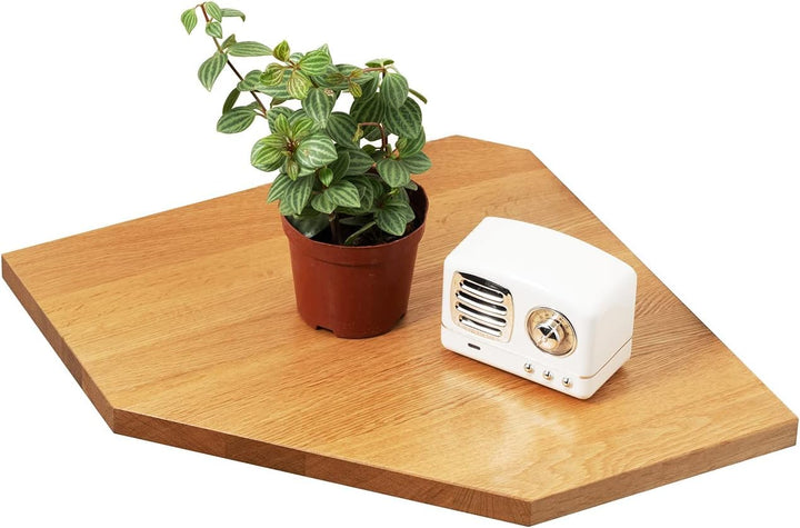 Eckregal Hängend, Eiche Massivholz Eckregal Wandregal Holz Vintage Landhausstil Regal für Schlafzimm