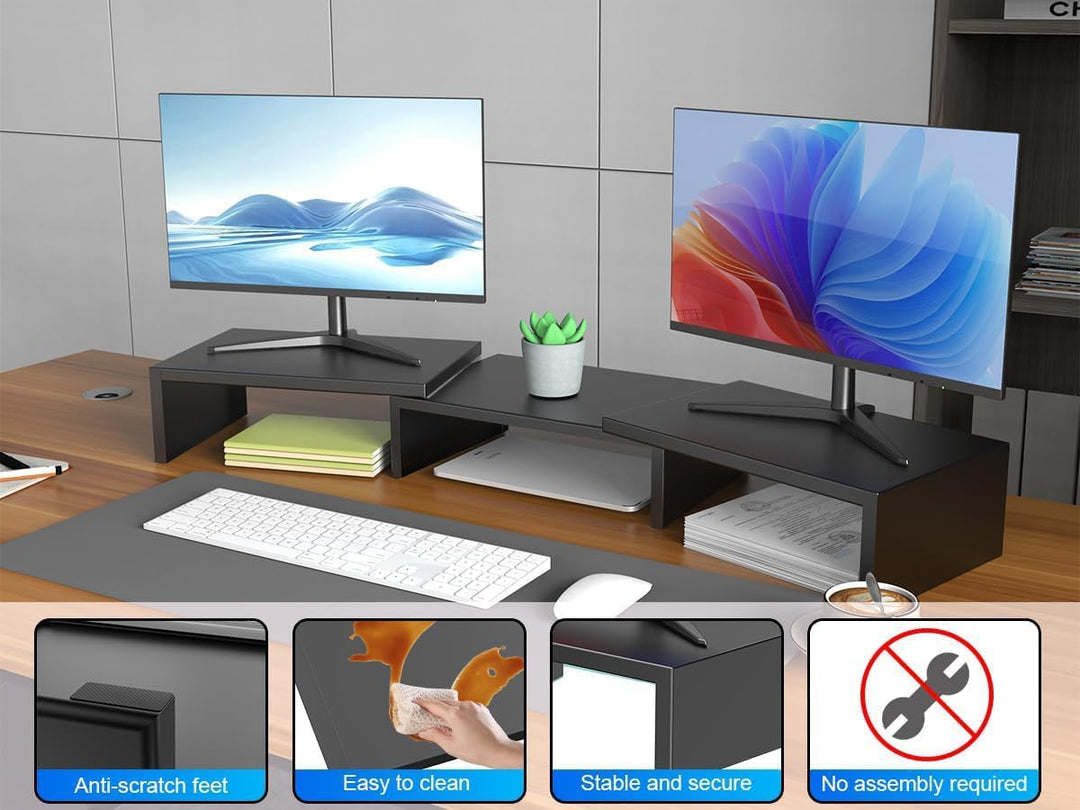 Doppel Monitor Ständer für den Schreibtisch, Computerständer aus Metall, Schreibtisch-Erhöhung, Schr