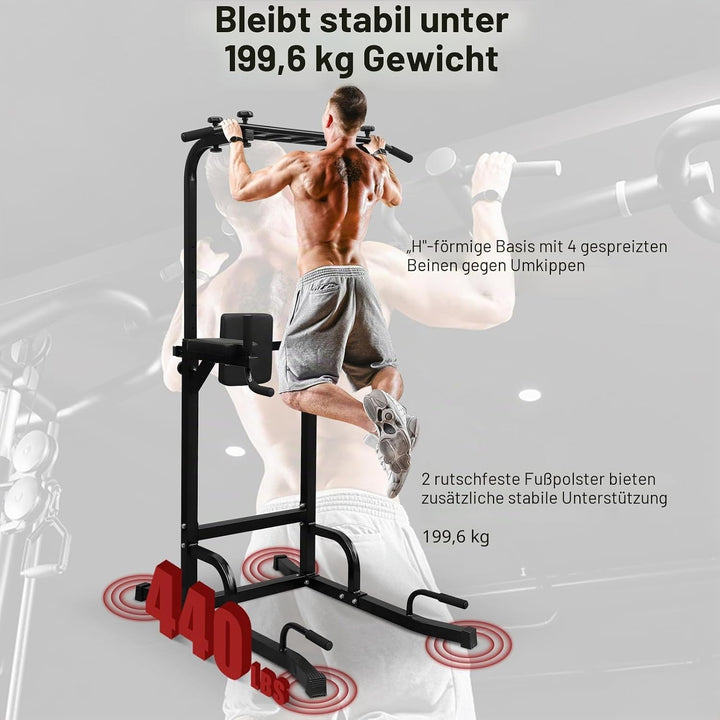 Dip Station Multifunktions-Dip Ständer, Freistehend Fitnessgerät für Calisthenics und Krafttraining,