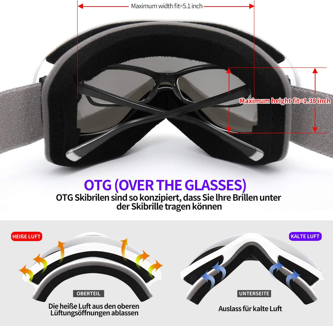 Supertrip Skibrille Herren Damen Snowboardbrille für Skifahrer Antifog UV400-Schutz Wintersportarten