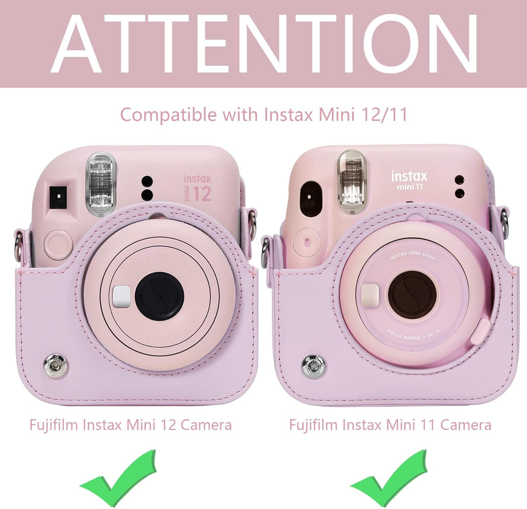 Aenllosi PU Leder Tasche Schutzhülle für Fujifilm Instax Mini 12/Mini 11 Sofortbildkamera Reisetasch