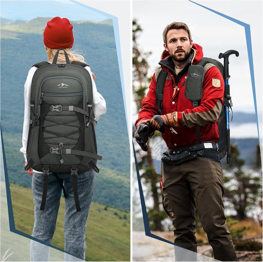 RAINSMORE Wanderrucksack Herren Damen 40L Rucksack Wasserdicht Gross Reiserucksack Leicht Faltbarer
