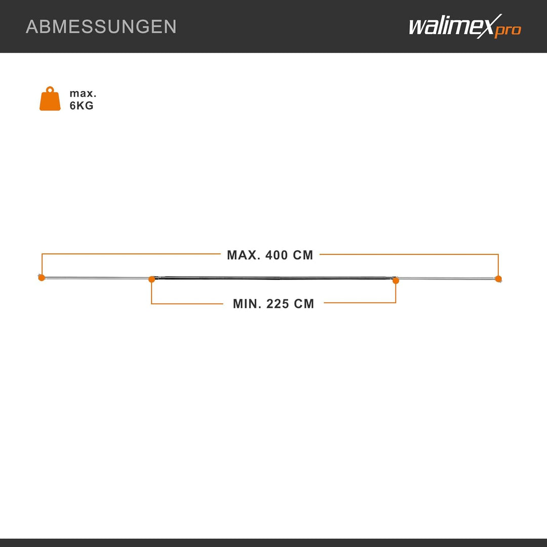 Walimex Teleskop 16336 Hintergrundstange (225-400 cm, Teleskop-Querstange Ø ca.